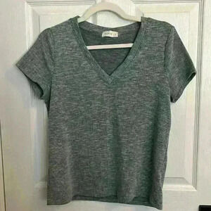 Hayes Blue Cotton blend ribbed knit vneck shirt